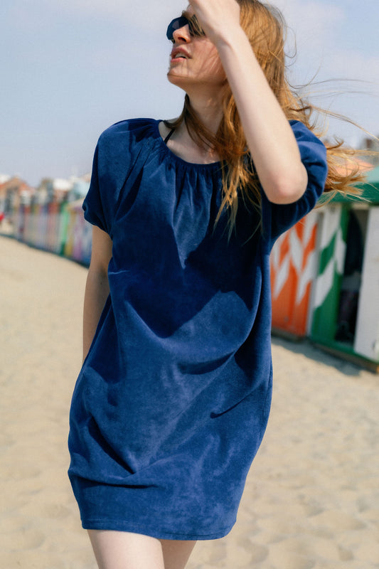 Robe ample décolleté rond froncé - version courte